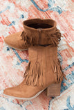 Sandra Fringe Booties in Tan - Naughty Monkey