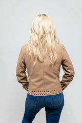 Sandy Women's Studded Faux Leather Moto Jacket - Whet Blu NYC - Flyclothing LLC