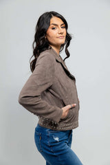 Sandy Women's Studded Faux Leather Moto Jacket - Whet Blu NYC - Flyclothing LLC