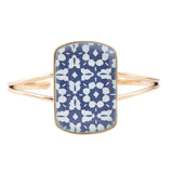 Santorini Cobalt Blue and White Golden Cuff Bracelet - Barse Jewelry