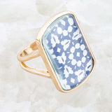 Santorini Cobalt Blue and White Golden Ring - Barse Jewelry - Flyclothing LLC
