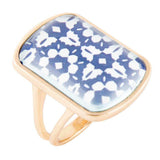 Santorini Cobalt Blue and White Golden Ring - Barse Jewelry - Flyclothing LLC