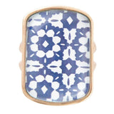 Santorini Cobalt Blue and White Golden Ring - Barse Jewelry - Flyclothing LLC