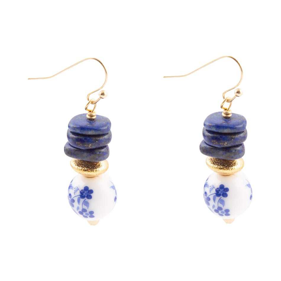 Santorini Cobalt Blue Lapis Drop Earrings - Barse Jewelry - Flyclothing LLC