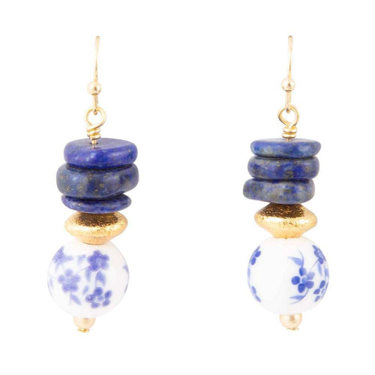 Santorini Cobalt Blue Lapis Drop Earrings - Barse Jewelry - Flyclothing LLC