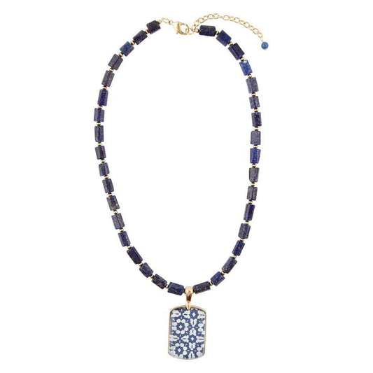 Santorini Cobalt Blue Lapis Golden Necklace - Barse Jewelry - Flyclothing LLC