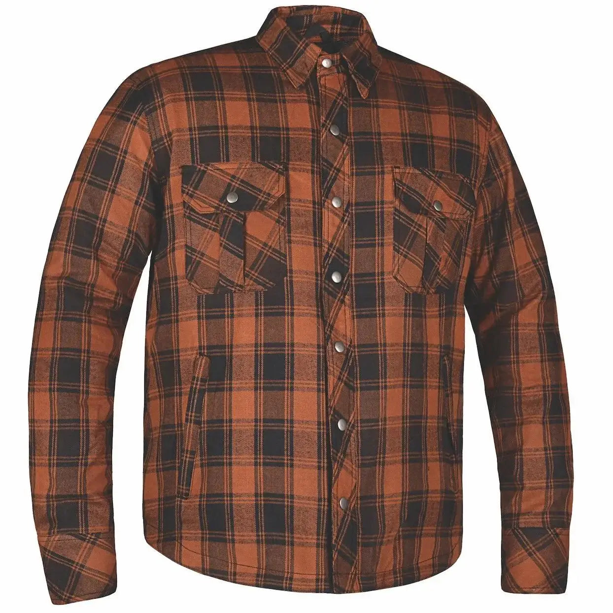 Copper - Mens Black & Brown Armored Flannel - Unik Just for Bikers - Flyclothing LLC