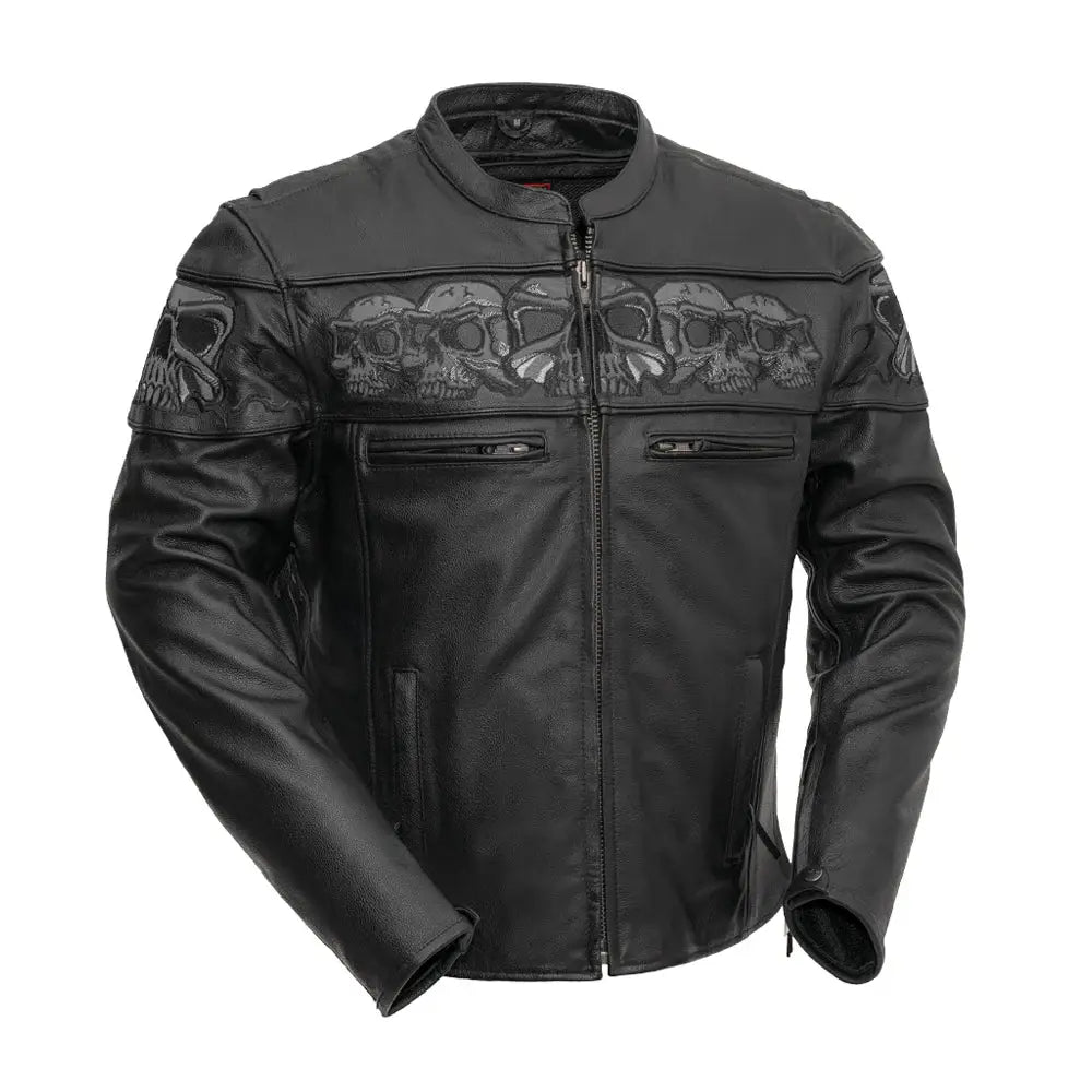 Savage Skulls Men's Motorcycle Leather Jacket - First Manufacturing Company - Flyclothing LLC