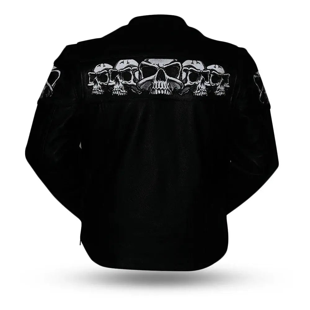 Savage Skulls Men's Motorcycle Leather Jacket - First Manufacturing Company - Flyclothing LLC