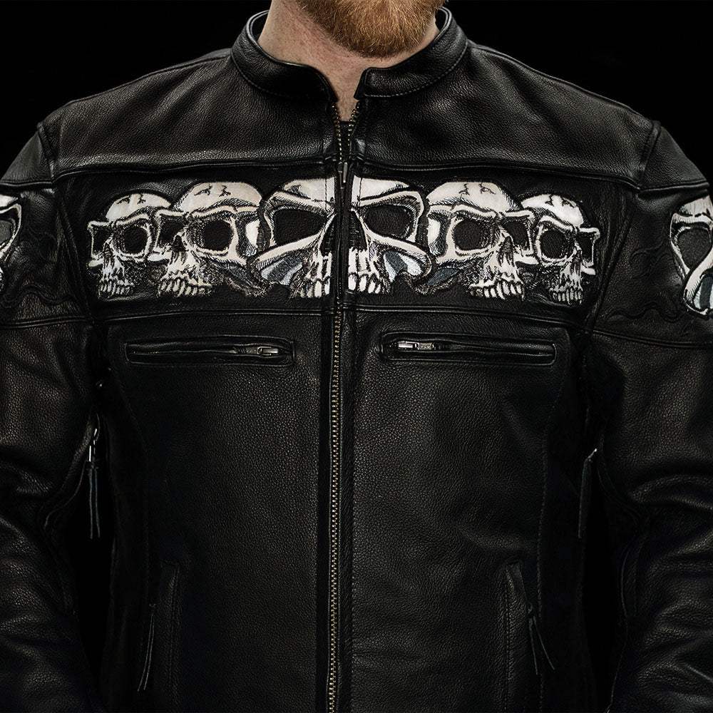 Savage Skulls Men's Motorcycle Leather Jacket - First Manufacturing Company - Flyclothing LLC