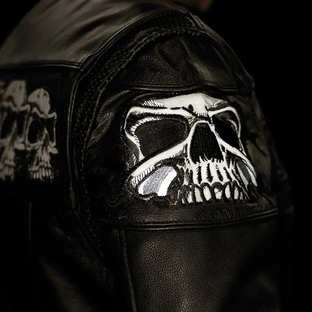 Savage Skulls Men's Motorcycle Leather Jacket - First Manufacturing Company - Flyclothing LLC