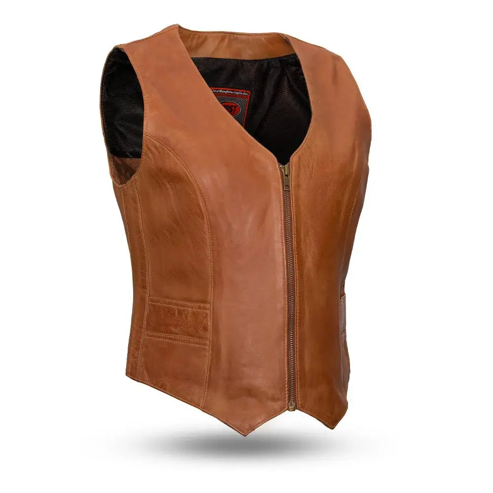 Savannah Women's Western Style Motorcycle Leather Vest - First Manufacturing Company - Flyclothing LLC
