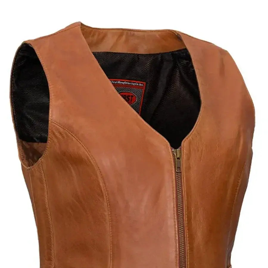Savannah Women's Western Style Motorcycle Leather Vest - First Manufacturing Company - Flyclothing LLC