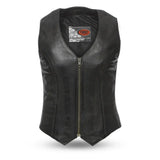 Savannah Women's Western Style Motorcycle Leather Vest - First Manufacturing Company - Flyclothing LLC