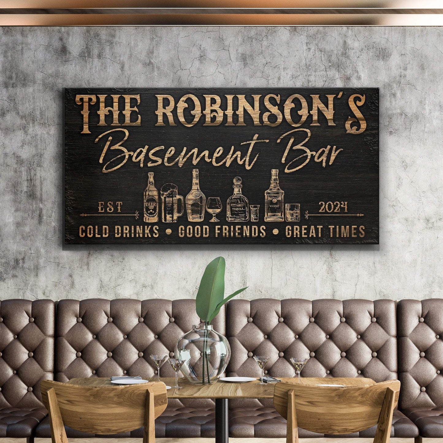 Personalized Basement Bar Sign III - Tailored Canvases - Flyclothing LLC