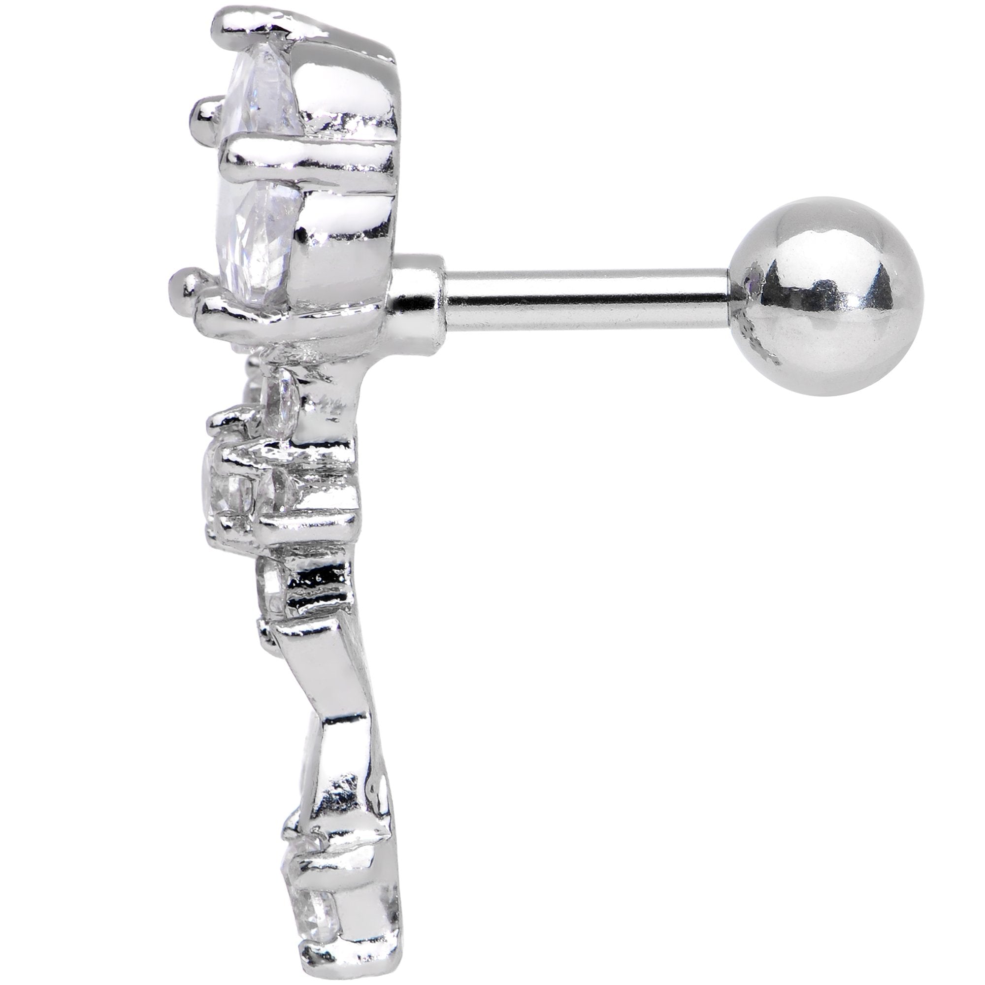 1/4 Clear Gem Cascade Right Cartilage Earring - BodyCandy - Flyclothing LLC