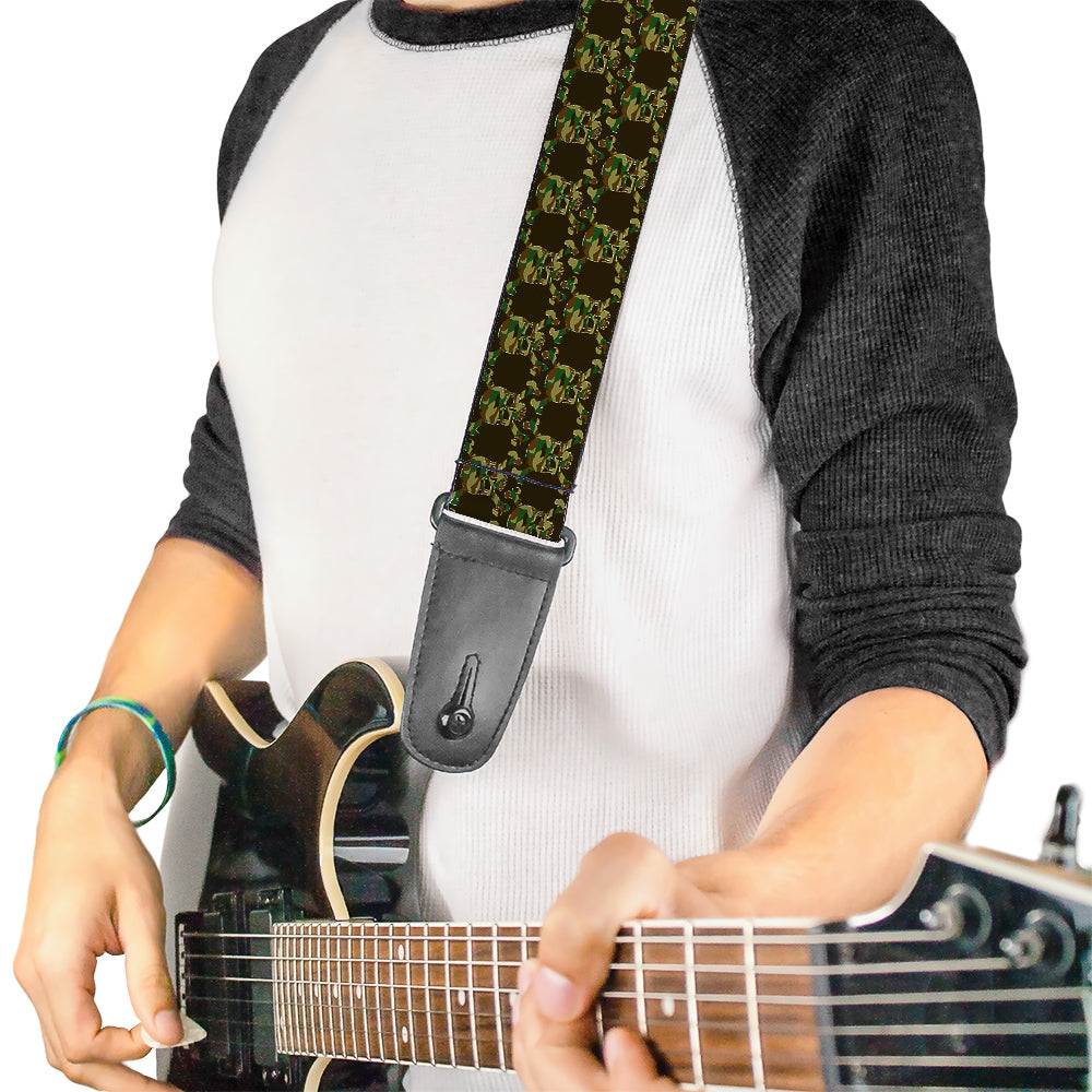Guitar Strap - Top Skulls Black Camo Olive - Buckle-Down - Flyclothing LLC