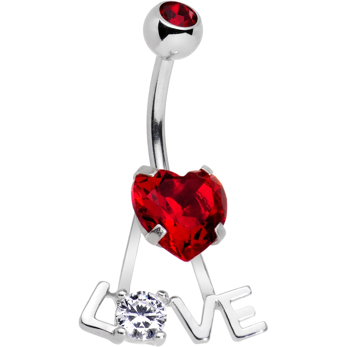 Clear Red CZ Gem Love is in the Air Dangle Belly Ring - BodyCandy - Flyclothing LLC