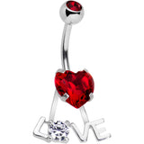 Clear Red CZ Gem Love is in the Air Dangle Belly Ring - BodyCandy - Flyclothing LLC