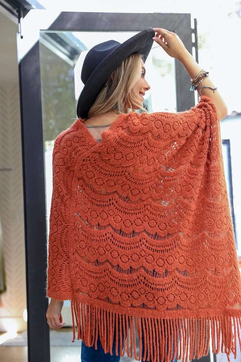 Scallop Lace Knit Poncho - Boho Clothing and Accessories - Flyclothing LLC