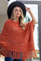 Scallop Lace Knit Poncho - Boho Clothing and Accessories - Flyclothing LLC
