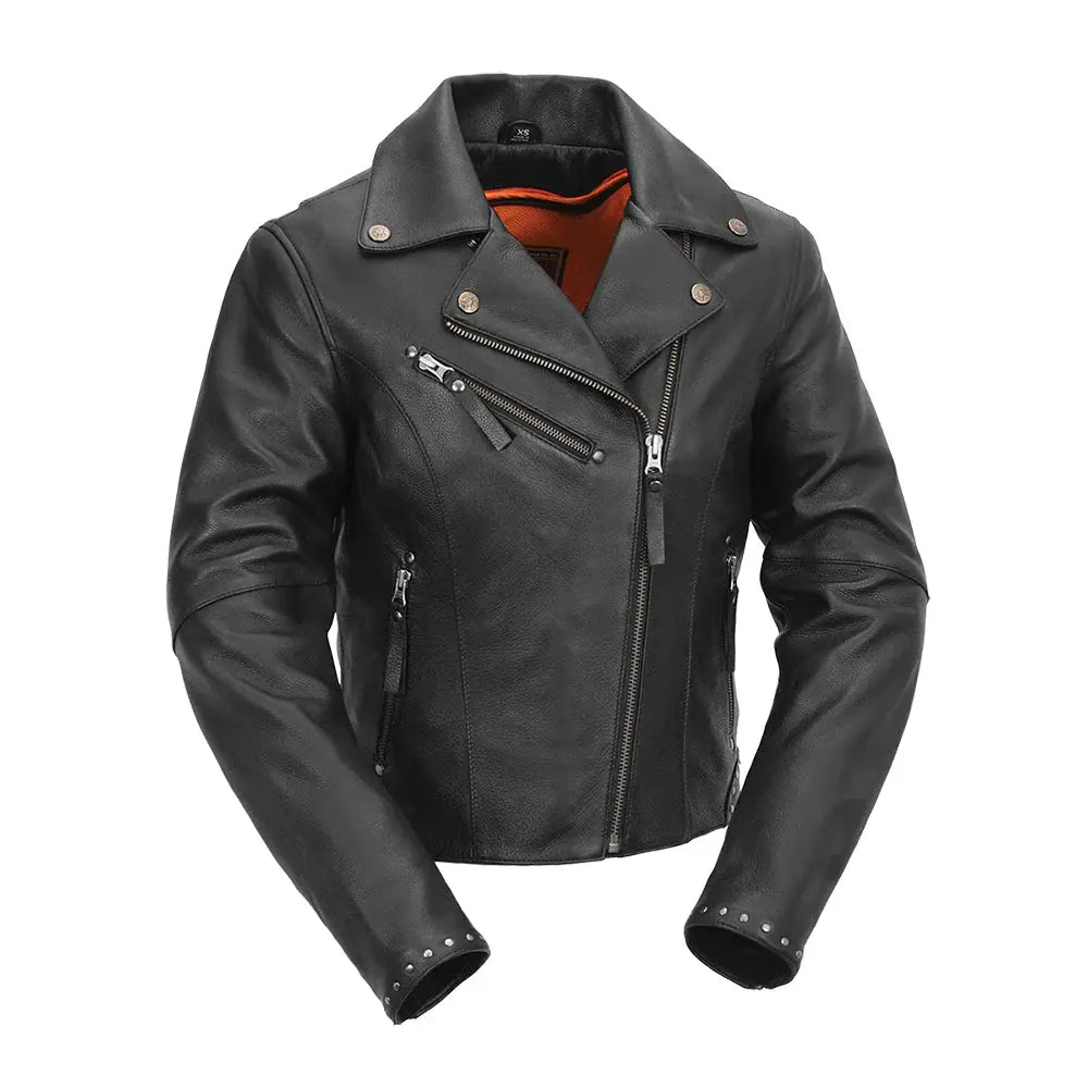 Scarlett Star - Womens Motorcycle Leather Jacket - First Manufacturing Company - Flyclothing LLC