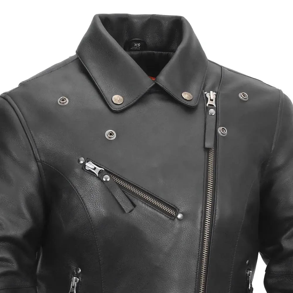 Scarlett Star - Womens Motorcycle Leather Jacket - First Manufacturing Company - Flyclothing LLC
