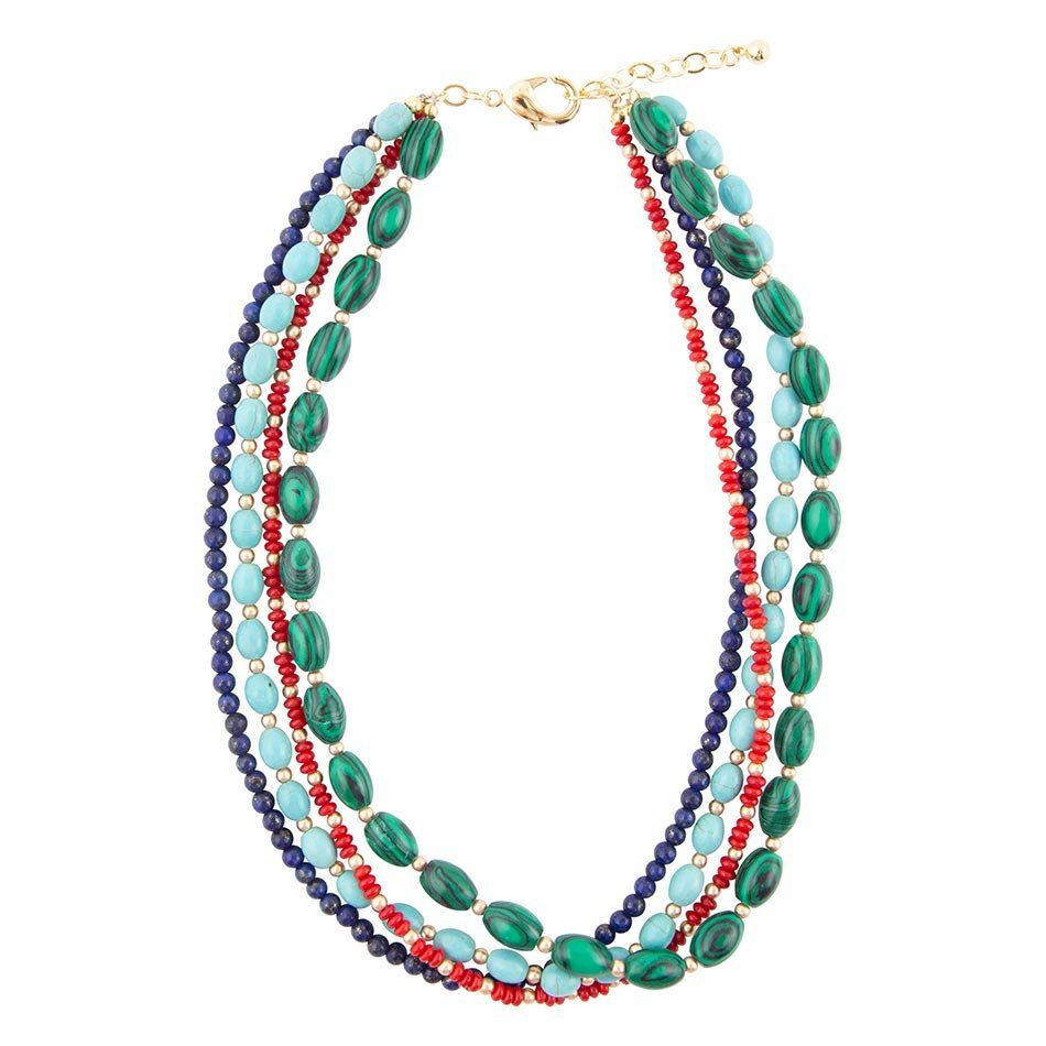 Scarsdale Multi Stone Colorful Statement Necklace - Barse Jewelry