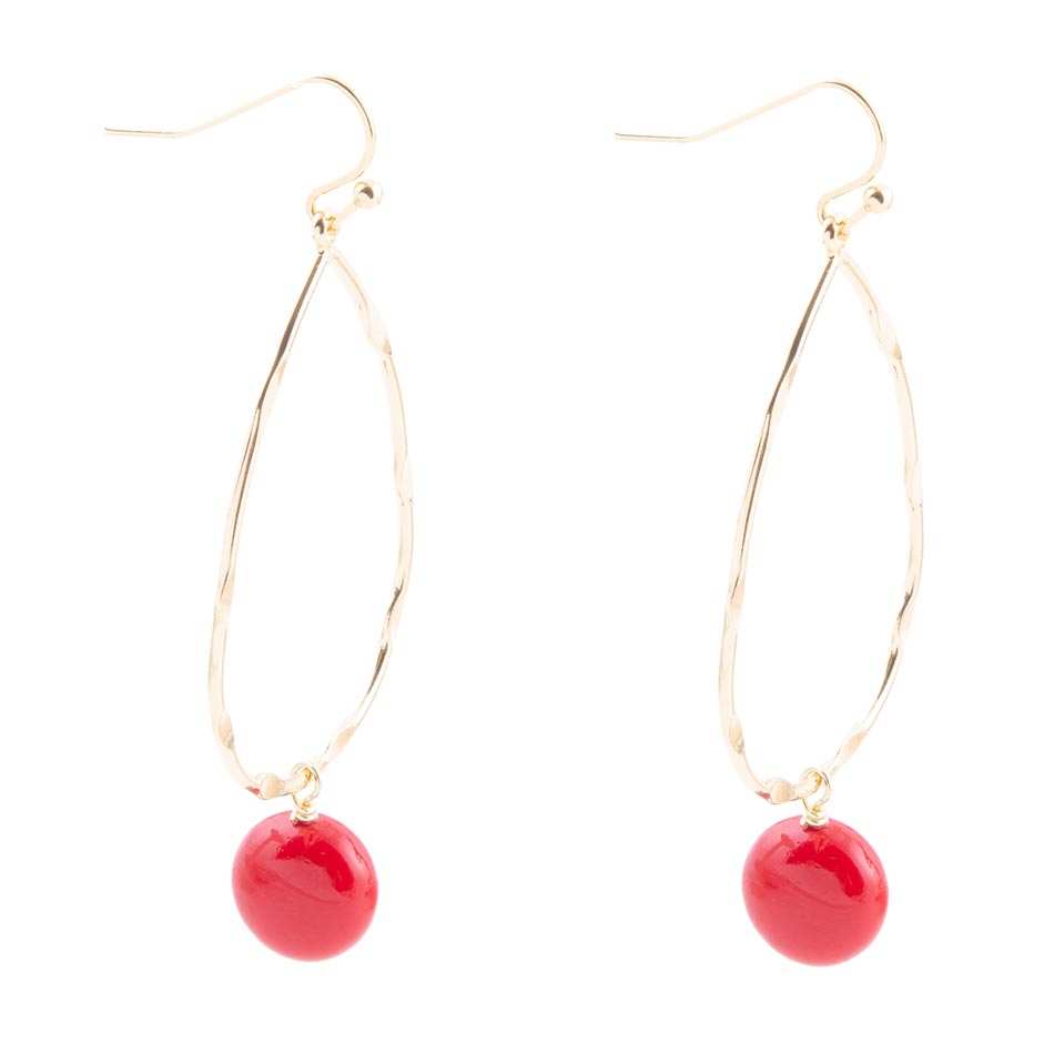 Scarsdale Red Shell Pearl Golden Drop Earrings - Barse Jewelry - Flyclothing LLC