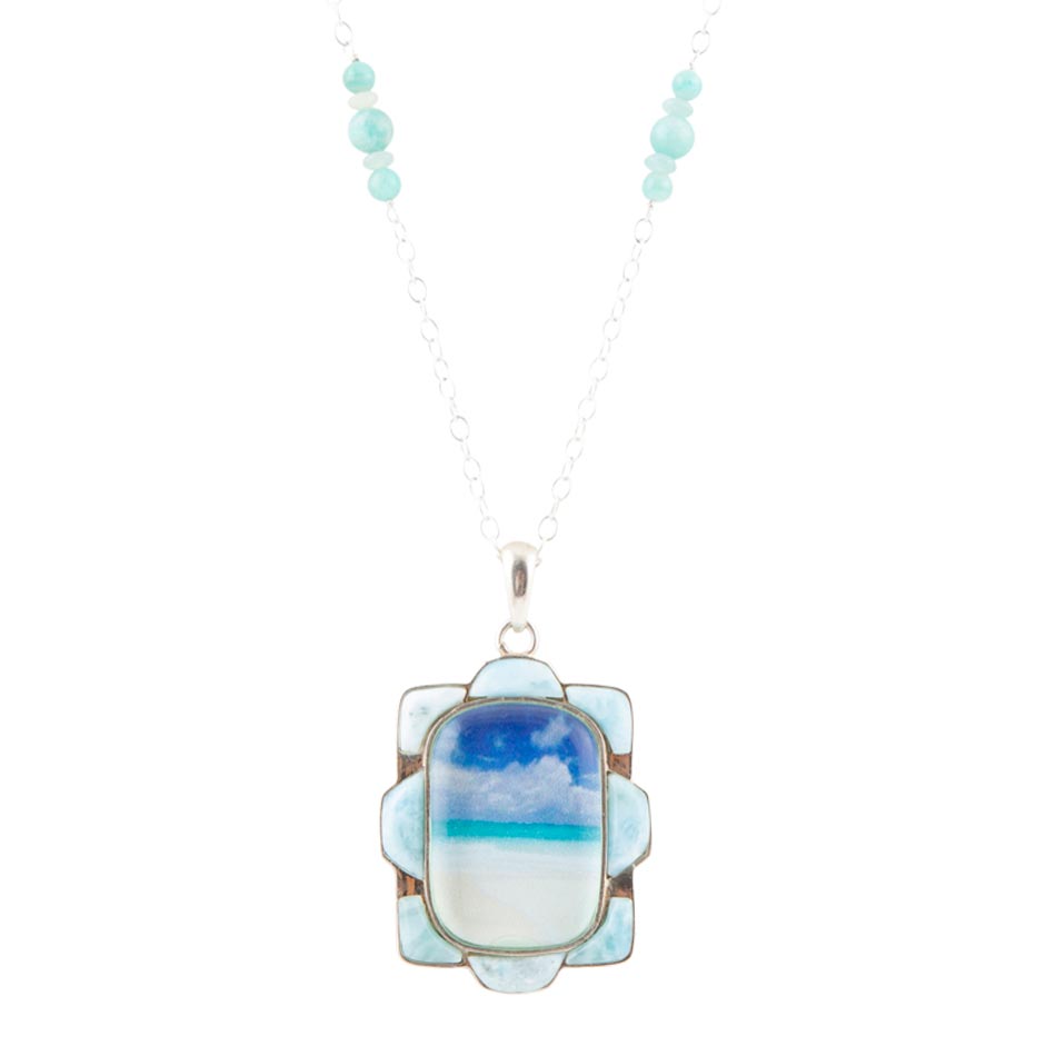 Scenic Beach Blue Larimar and Sterling Silver Pendant Necklace - Barse Jewelry
