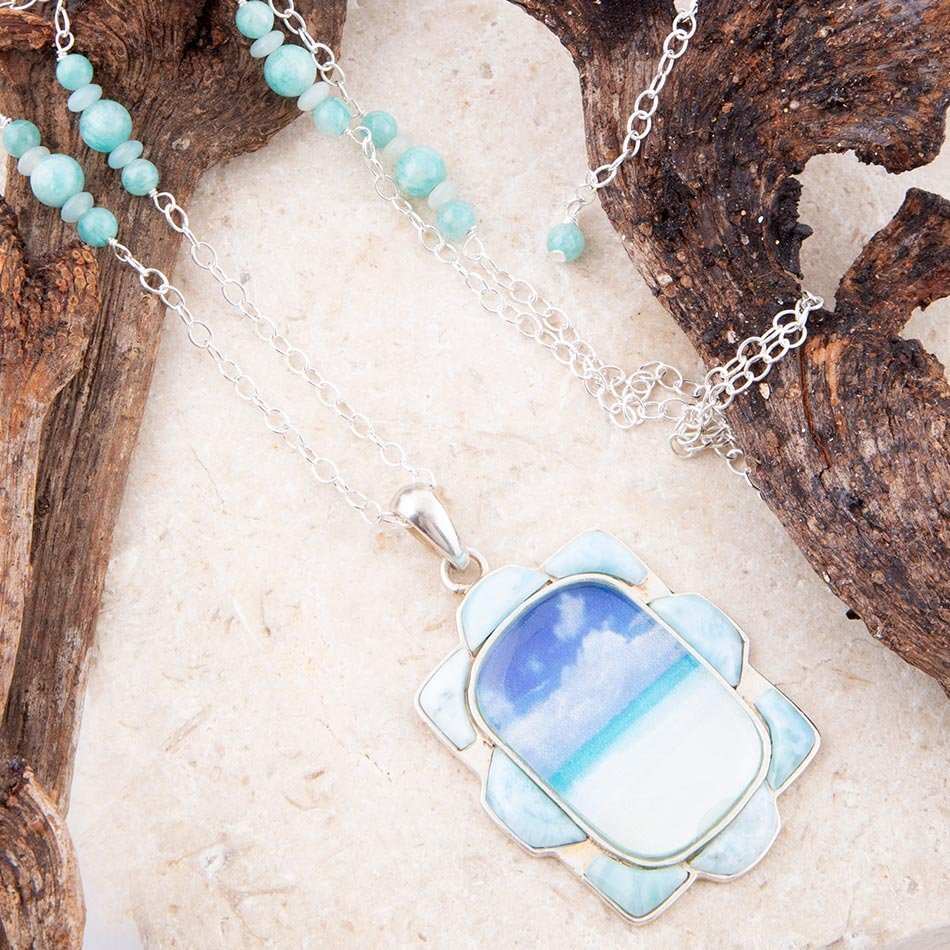Scenic Beach Blue Larimar and Sterling Silver Pendant Necklace - Barse Jewelry - Flyclothing LLC