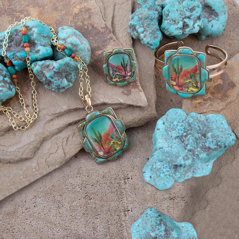 Scenic Desert Sedona Blue Turquoise Golden Ring - Barse Jewelry - Flyclothing LLC