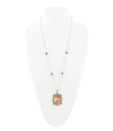 Scenic Floral and Blue Turquoise Golden Pendant Necklace - Barse Jewelry - Flyclothing LLC