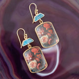Scenic Dark Florals Blue Apatite Golden Drop Earrings - Barse Jewelry