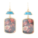 Scenic Dark Florals Blue Apatite Golden Drop Earrings - Barse Jewelry
