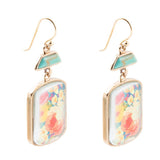 Scenic Floral Blue Turquoise Golden Earrings