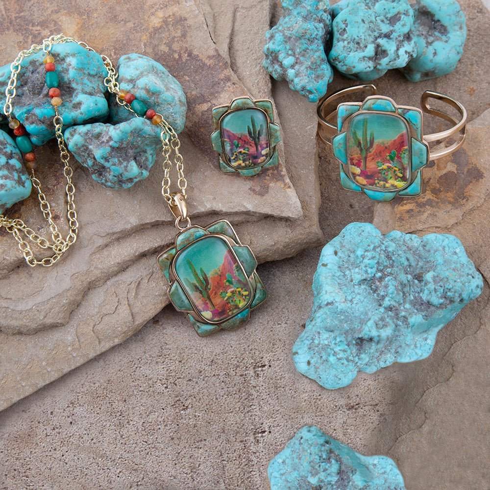 Scenic Sedona Blue Turquoise and Golden Cuff Bracelet - Barse Jewelry - Flyclothing LLC