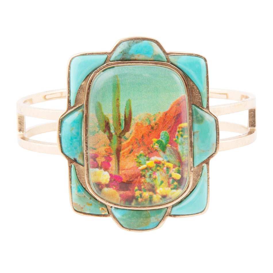 Scenic Sedona Blue Turquoise and Golden Cuff Bracelet - Barse Jewelry - Flyclothing LLC