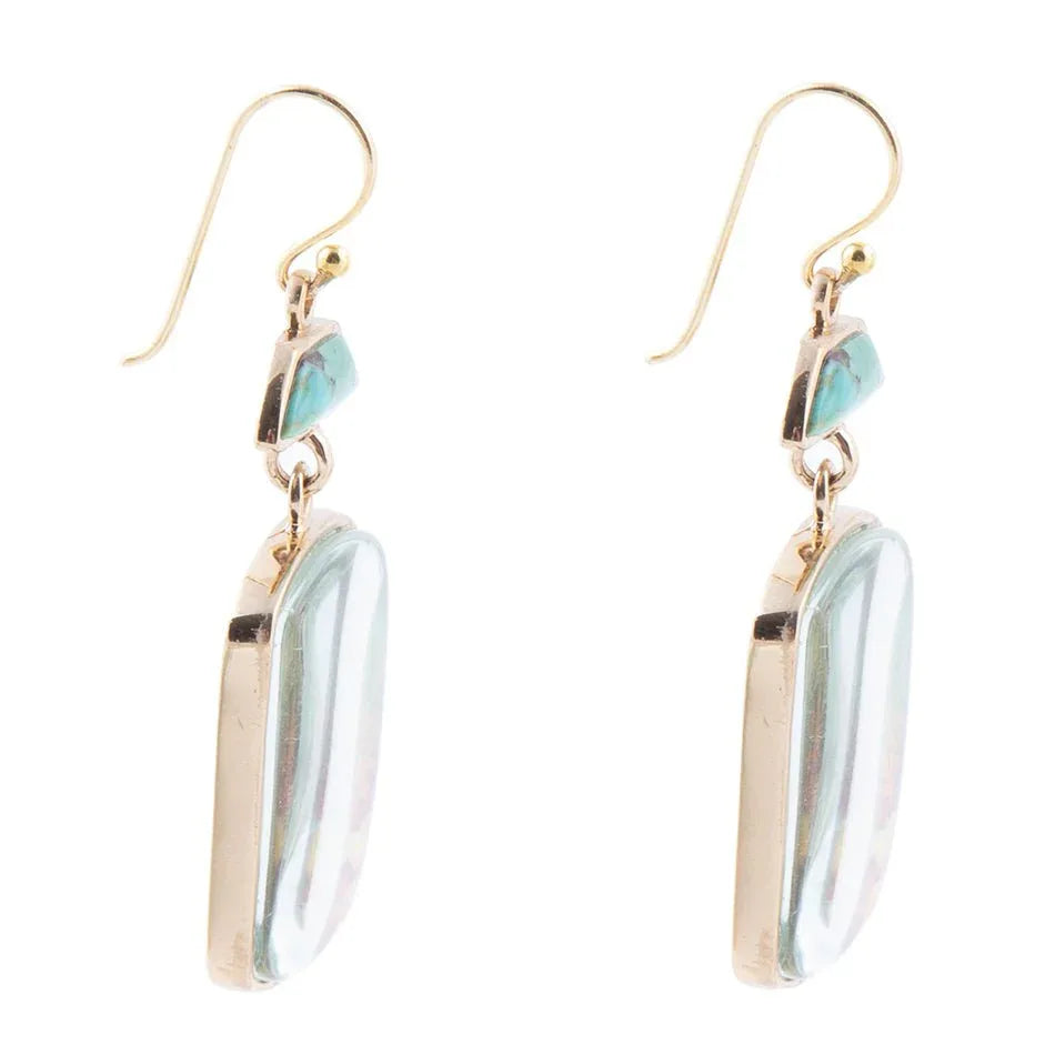 Scenic Sedona Desert Blue Turquoise Golden Drop Earrings - Barse Jewelry - Flyclothing LLC