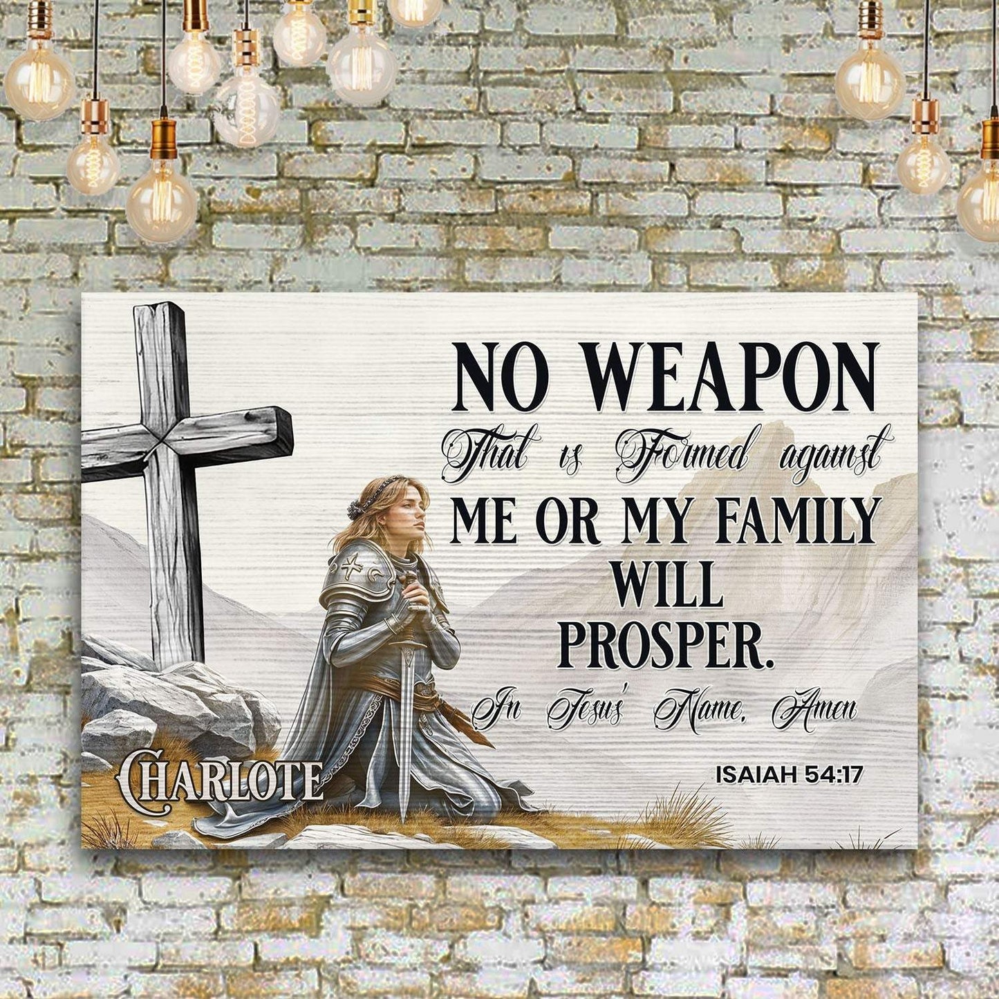 No Weapon That Is Formed Against You Will Prosper Isaiah 54:17 Faith Sign IV - Tailored Canvases - Flyclothing LLC