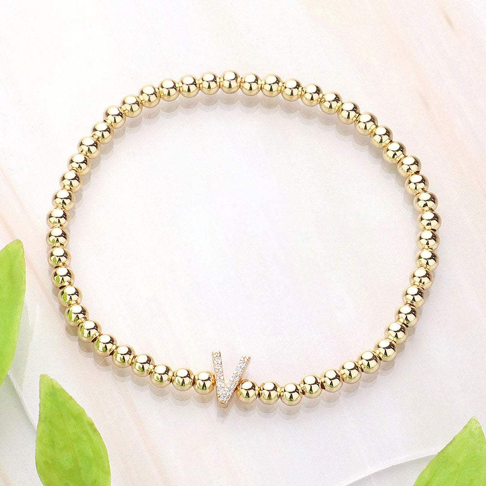 SECRET BOX V Monogram Initial Stretch Bracelet - Madeline Love - Flyclothing LLC