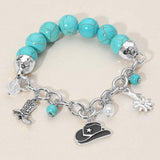 SECRET BOX Western Cowboy Hat Boot Flower Pearl Charm Beaded Stretch Bracelet - Madeline Love - Flyclothing LLC