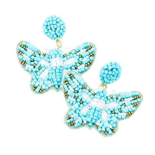 Seed Bead Butterfly Earrings - Madeline Love - Flyclothing LLC