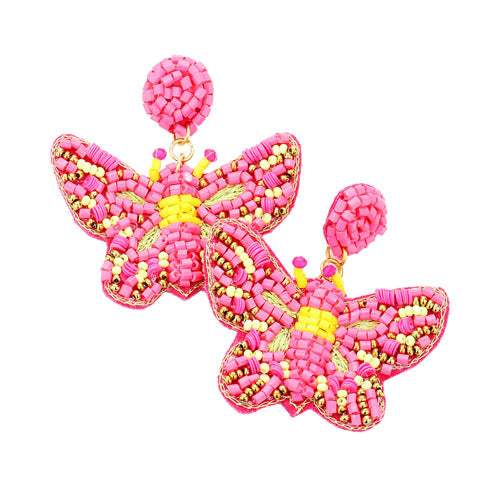 Seed Bead Butterfly Earrings - Madeline Love - Flyclothing LLC
