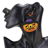 Seed Bead Witch Hat Pumpkin Earrings - Madeline Love - Flyclothing LLC
