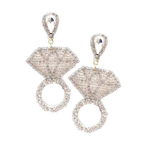 Seed Beaded Diamond Ring Teardrop Earrings - Madeline Love - Flyclothing LLC