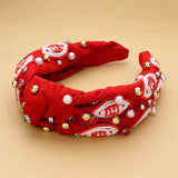 Seed Beaded Football Pearl Stone Cluster Embellished Knot Headband - Madeline Love - Flyclothing LLC