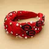 Seed Beaded Football Pearl Stone Cluster Embellished Knot Headband - Madeline Love - Flyclothing LLC