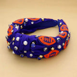 Seed Beaded Football Pearl Stone Cluster Embellished Knot Headband - Madeline Love - Flyclothing LLC