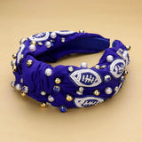 Seed Beaded Football Pearl Stone Cluster Embellished Knot Headband - Madeline Love - Flyclothing LLC